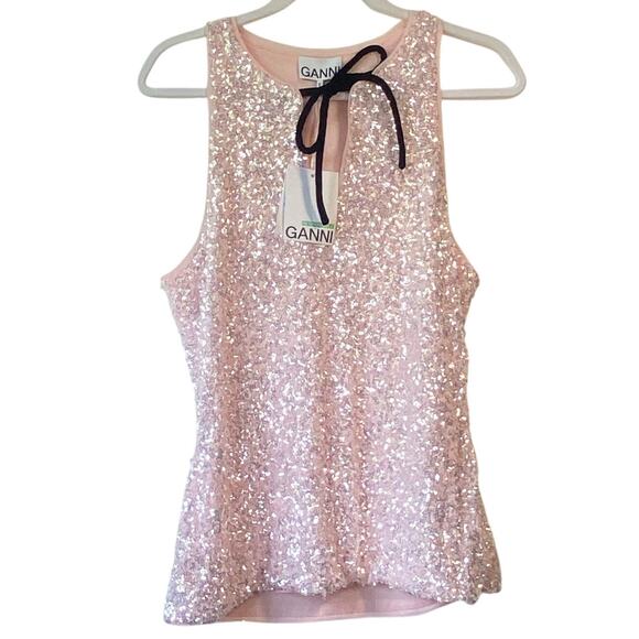 Ganni 3D Sequins Top Mauve Chalk - Picture 7 of 13